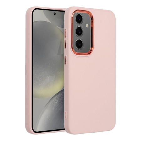 Husa Silicon Soft cu Rama Protectie Lentila Samsung S24 Plus- Roz Husa Silicon Soft cu Rama Protectie Lentila Samsung S24 Plus- Roz