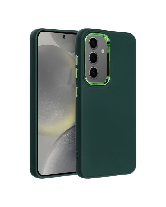 Husa Silicon Soft cu Rama Protectie Lentila Samsung S24 Plus- Verde