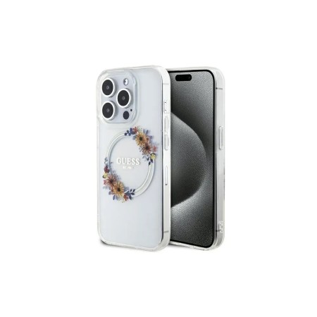 Husa Protectie Originala Guess Compatibila MagSafe Flower Wreath Iphone 15 Pro Max Husa Protectie Originala Guess Compatibila MagSafe Flower Wreath Iphone 15 Pro Max