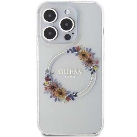 Husa Protectie Originala Guess Compatibila MagSafe Flower Wreath Iphone 15 Pro Max Husa Protectie Originala Guess Compatibila MagSafe Flower Wreath Iphone 15 Pro Max