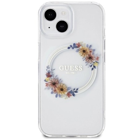 Husa Protectie Originala Guess Compatibila MagSafe Flower Wreath Iphone 15 Husa Protectie Originala Guess Compatibila MagSafe Flower Wreath Iphone 15