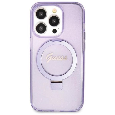 Husa Protectie Originala Guess Iphone 15 Pro Glitter Script/ Suport Inel -Violet Husa Protectie Originala Guess Iphone 15 Pro Glitter Script/ Suport Inel -Violet