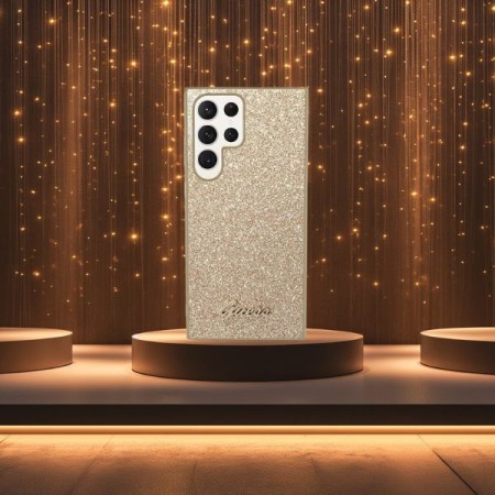 Husa Originala Eleganta Guess Pentru Samsung S23 Ultra Sclipici Fix -Aurie  Husa Originala Eleganta Guess Pentru Samsung S23 Ultra Sclipici Fix -Aurie