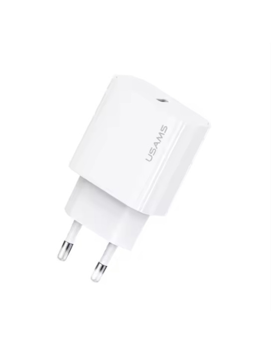 Incarcator rapid alb Usams T65, design compact, compatibilitate USB-C, 30W putere de iesire