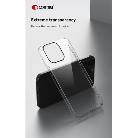 Husa Comma Hard Jacket Iphone 15 - Transparenta Antibacteriana