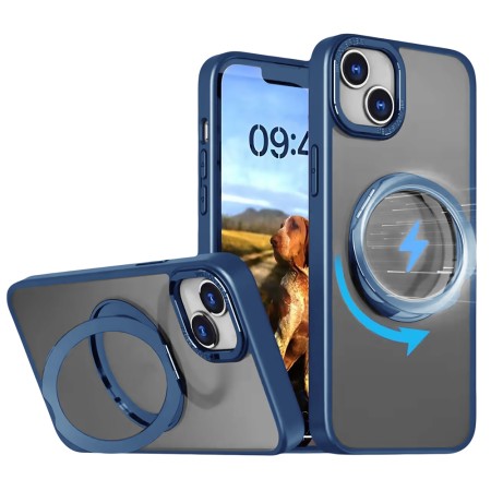 Husa Eleganta Inel Rotativ Iphone 15 Pro Max - Albastru Husa Eleganta Inel Rotativ Iphone 15 Pro Max - Albastru