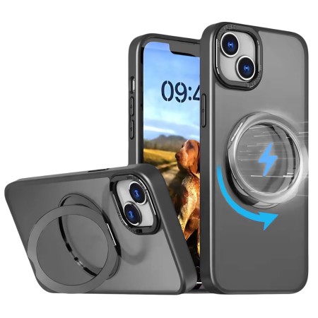 Husa Eleganta Inel Rotativ Iphone 14 Plus - Negru Husa Eleganta Inel Rotativ Iphone 14 Plus - Negru
