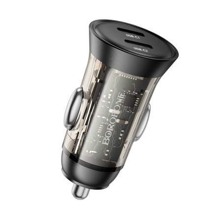Incarcator Auto Borofone BZ26B Discovery 2xType C - PD 45W 3A - Transparent Incarcator Auto Borofone BZ26B Discovery 2xType C - PD 45W 3A - Transparent
