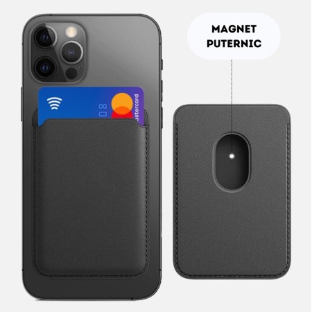 Portofel Magnetic MagPocket din Piele Ecologica pentru Iphone -Negru Portofel Magnetic MagPocket din Piele Ecologica pentru Iphone -Negru