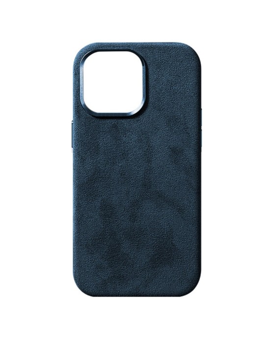 Husa Clasica PC Suede Albastra Compatibila MagSafe pentru Iphone 15 pro max - protectie la 360