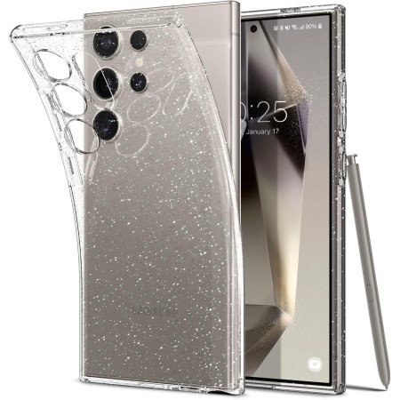 Husa Protectie Transparenta cu Sclipici pentru Samsung s24 -Silver Husa Protectie Transparenta cu Sclipici pentru Samsung s24 -Silver