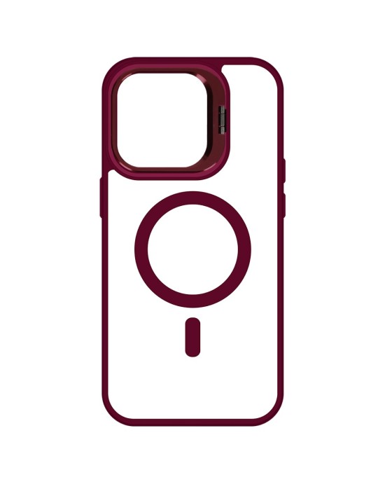 Husa Protectie Impact MagSafe cu Inel-Stand Iphone 15 Compatibil -Burgundy