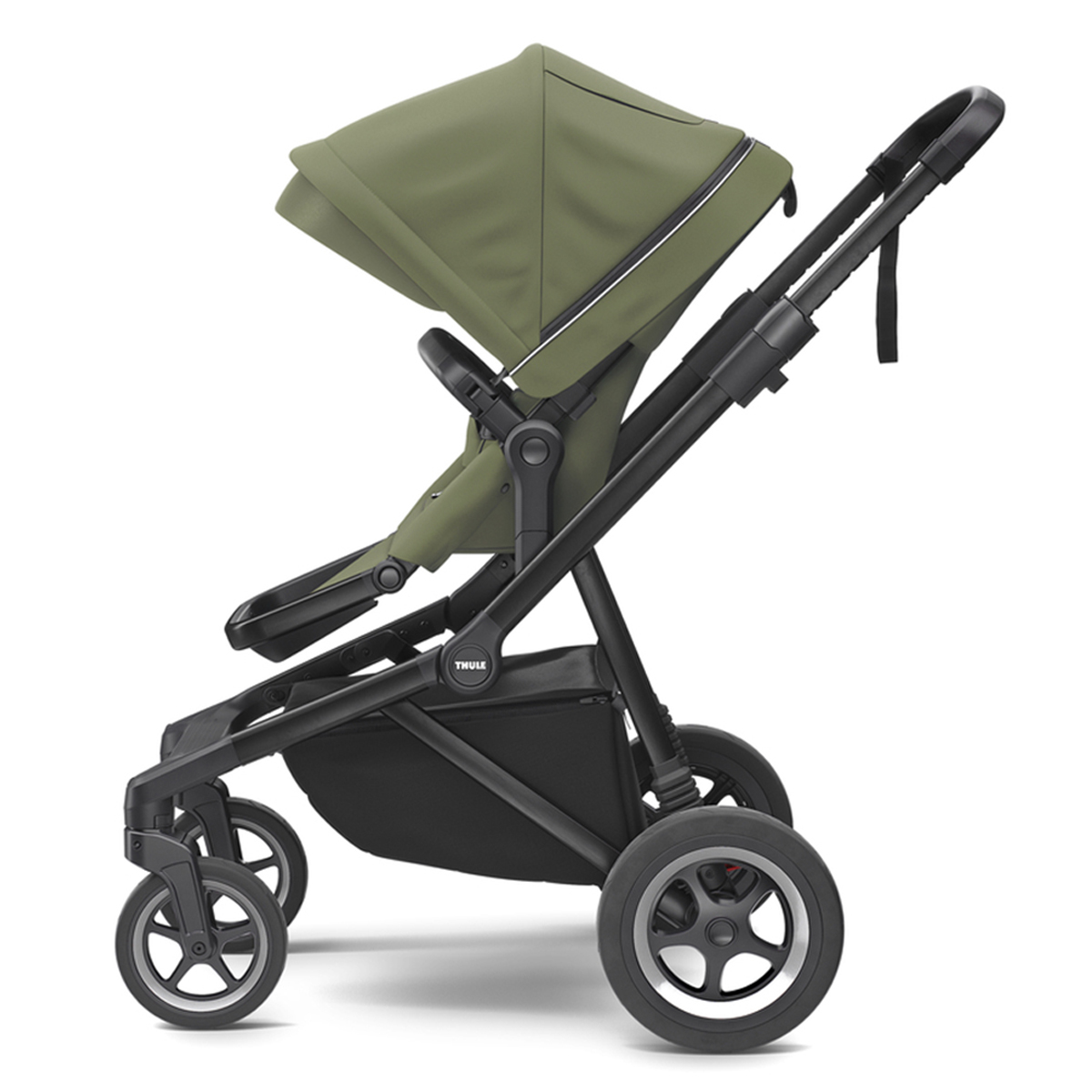 Carucior Thule SLEEK Cadru Negru si Copertina Soft Green (verde kaki) - 5 | YEO