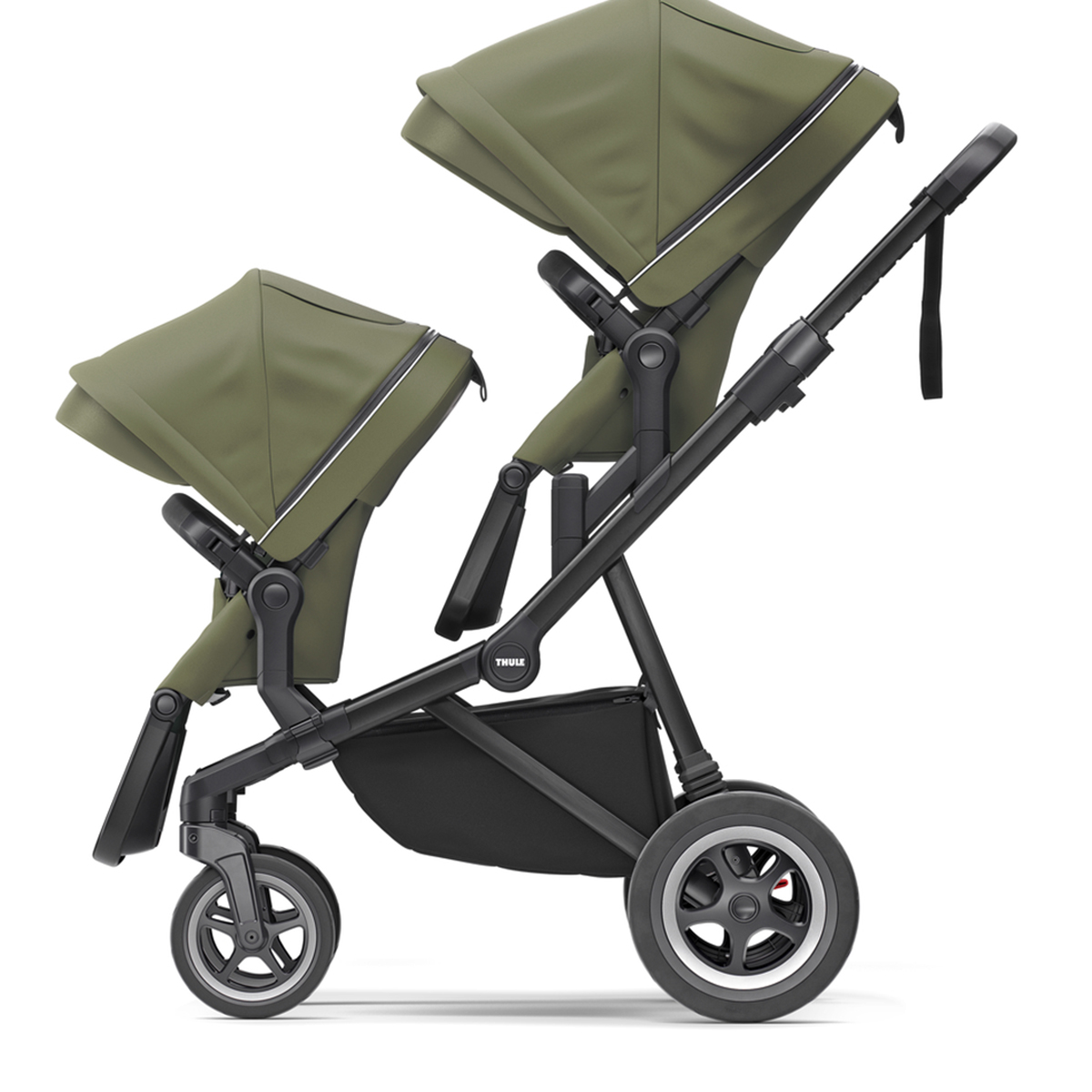 Carucior Thule SLEEK Cadru Negru si Copertina Soft Green (verde kaki) - 4 | YEO